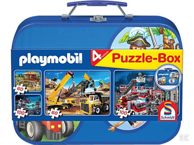 Schmidt Puzzle box in metal case, PLAYMOBIL