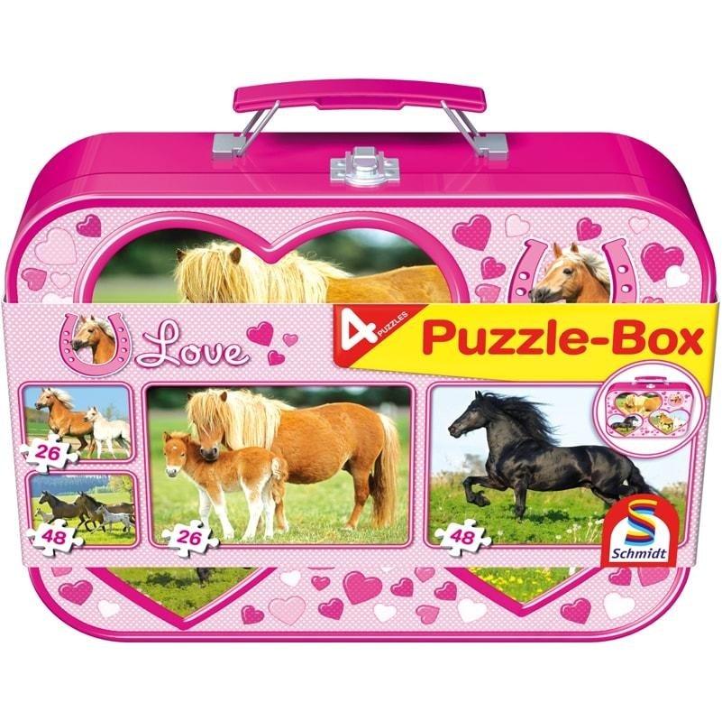 Schmidt Puzzle box in metal case, Horses